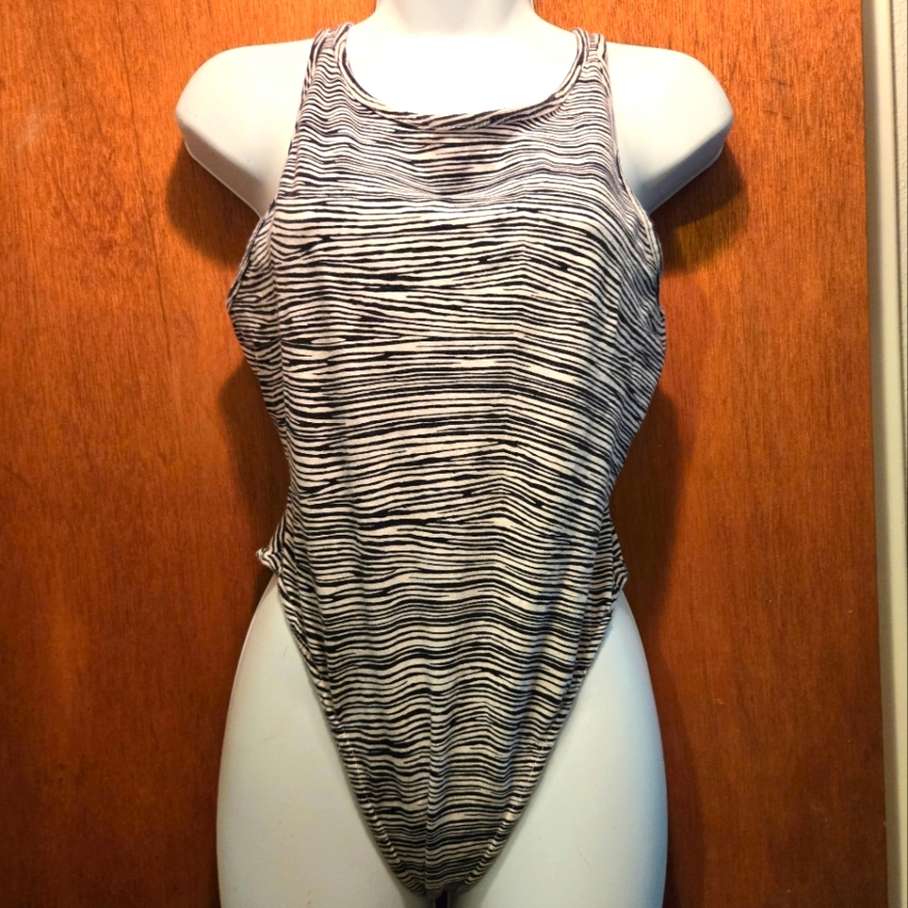 Krizia black&white vintage bodysuit szL